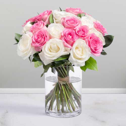 Pink And White Rose Arrangement-Deliver Roses To Someone