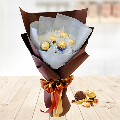 12 Ferrero Bouquet-Congrats Chocolate Bouquet Delivery