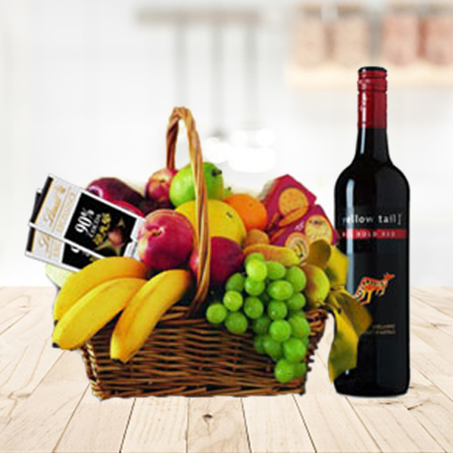 Fresh Fruits Chocolates And Wine-Send Gifts For Your Father