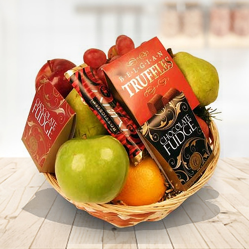 Belgium Chocolates And Fruits-Birthday Fruit Chocolate Gift Basket