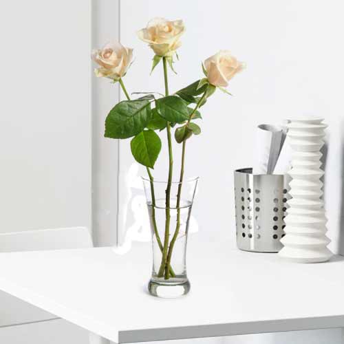 3 White Rose In A Vase-Rose Arrangement For Sister