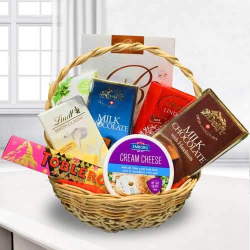 Cheese And Chocolate Hamper-Get Well Chocolate Basket Delivery