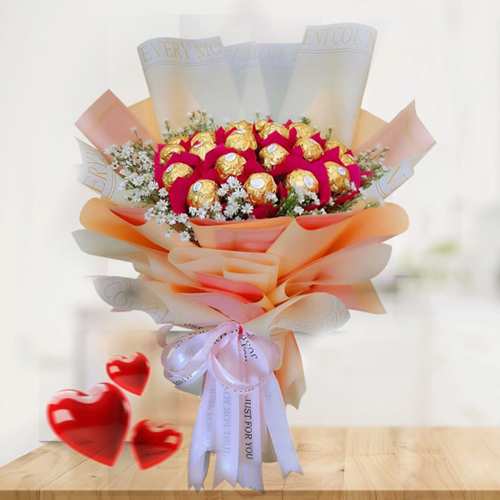 Round Chocolate Bouquet 12 Pcs-Send Wedding Chocolate Bouquet