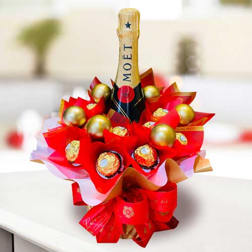 Chocolate And Champagne Arrangement-Send Anniversary Gifts To Philippines