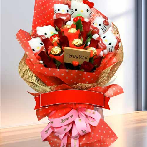 Rose Chocolates And  Stuffed Toys