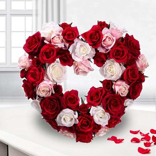 4 Dozen Heart Shape Rose Arrangement-Romantic Flower Arrangement