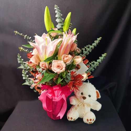 Mixed Flower And Teddy-Send Birthday Gifts To Philippines