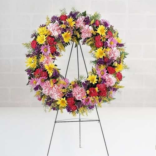 Wreath Colorful Flowers-Send Wreath Flowers Funeral