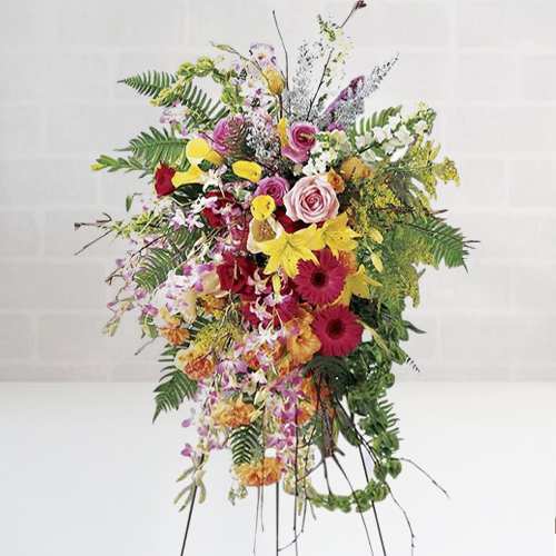 Colorful Flower Arrangement Stand-Memorial Service Flower Arrangements