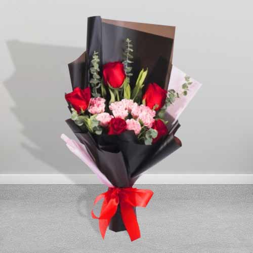 Rose And Pink Carnation-Happy Birthday Flowers Delivery