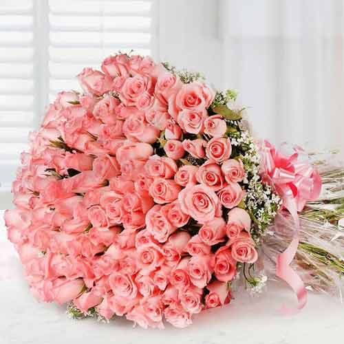 100 Pink Rose Bouquet-Big Bouquet Roses Delivery