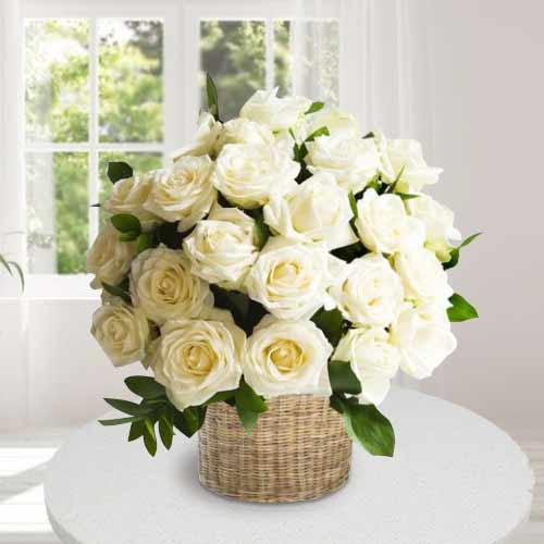 White Rose Basket Od 24 Roses-Flower Basket Delivery In Philippines