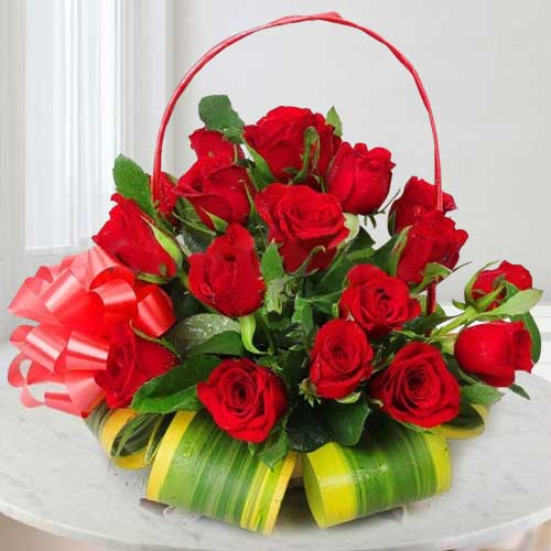 12 Red Rose Basket-Order Valentines Flowers To Philippines