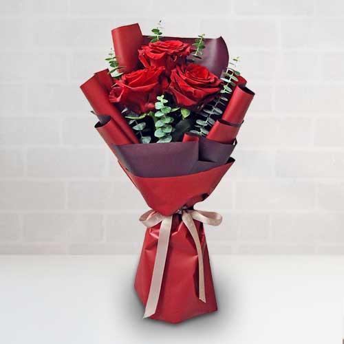 3 Stem Holland Rose Bouquet-Red Roses For Birthday