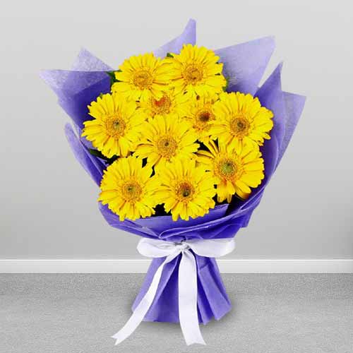 10 Yellow Gerbera Bouquet-Feel Better Flowers